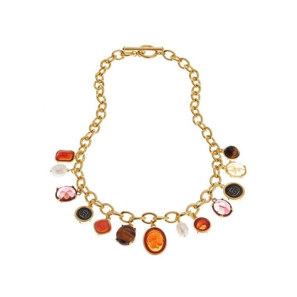 Lauren Ralph Lauren Gold-Tone Multi-Stone Frontal Necklace