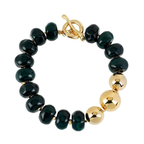 Robert Lee Morris Green and Gold Bead Statement Necklace