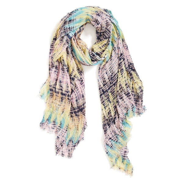 Roffe Accessories sound wave scarf vivid, sonically inspired print defines a breezy scarf trimmed with eyelash fringe