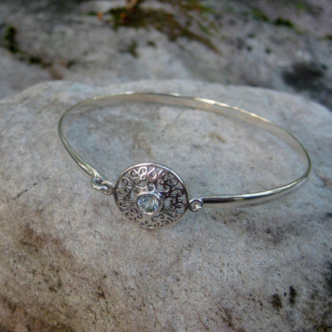 Sterling Silver Blue Topaz Celtic Bracelet