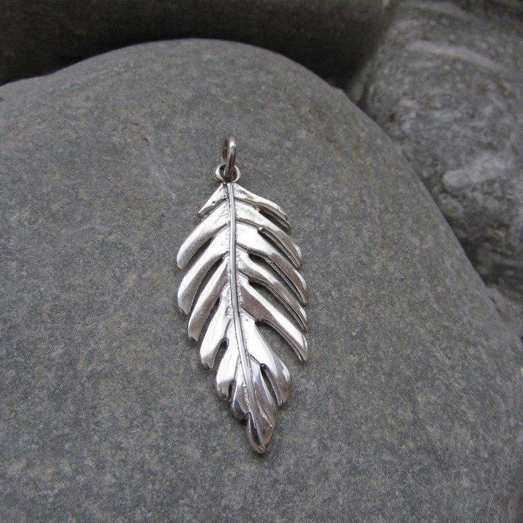 Sterling Silver Leaf Pendant crafted in Sterling Silver features a Sumac Tree leaf motif