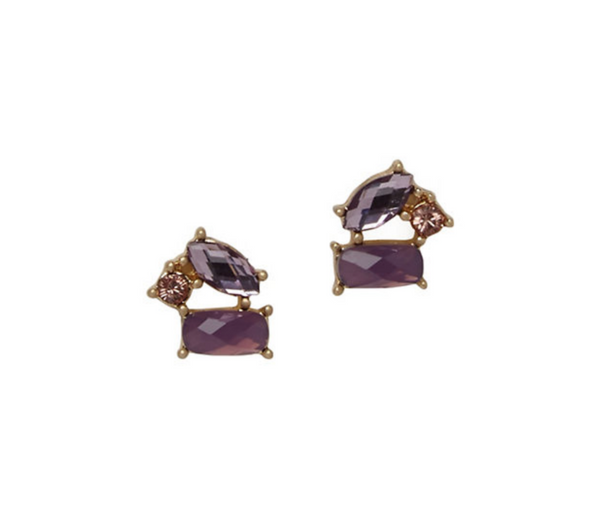 LONNA & LILLY Two-Tone Purple Stud Earrings