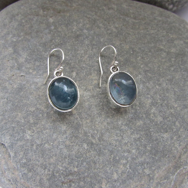 Sterling Silver Labradorite Earrings feature Labradorite cabachons set in Sterling Silver