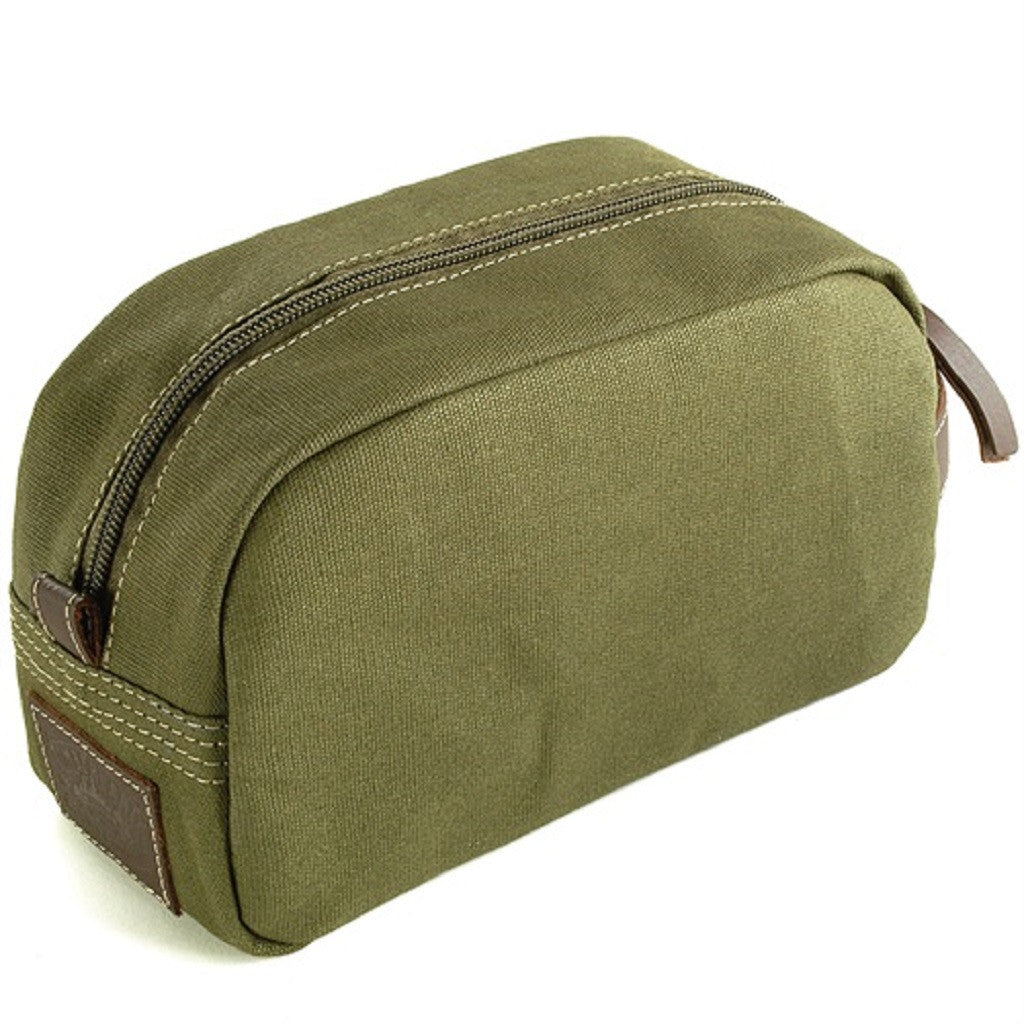 Timberland Olive Green Canvas Travel Kit Reverse View