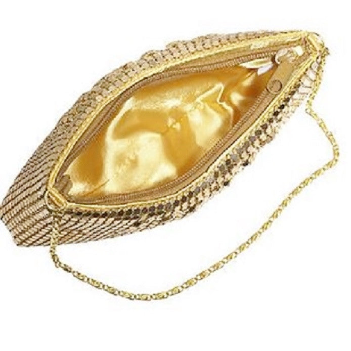 Time Square Gold Mesh Ruched Evening Bag Inside Look