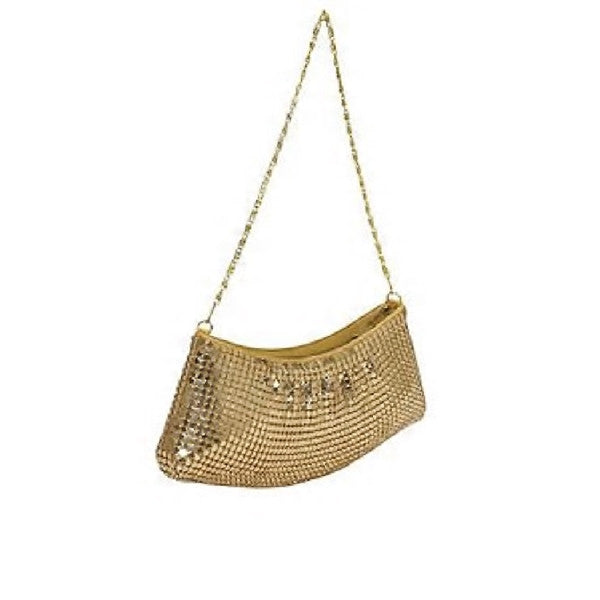 Time Square Gold Mesh Ruched Evening Bag Full Look