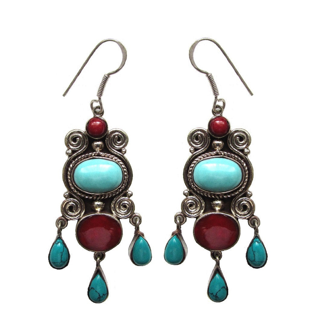 Turquoise Natural Stone Drop Earrings 'Zar'