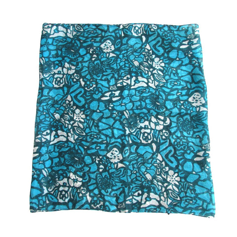 Turquoise Print Silk Scarf