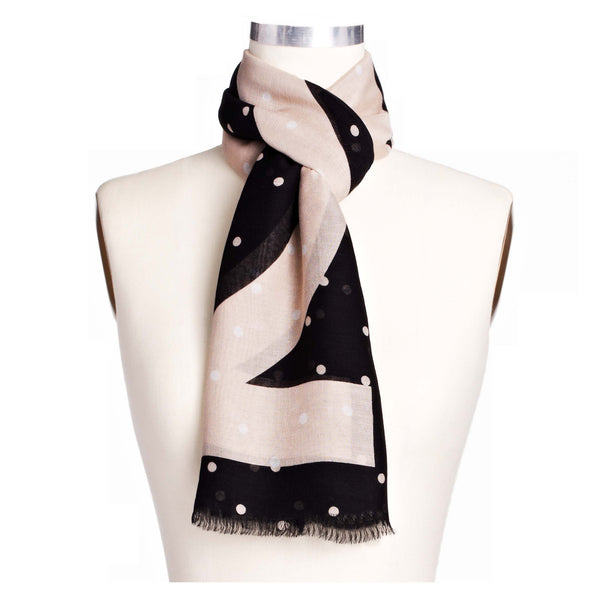 Ann Taylor Dotted Square Scarf in faint maple and black with white polka dots