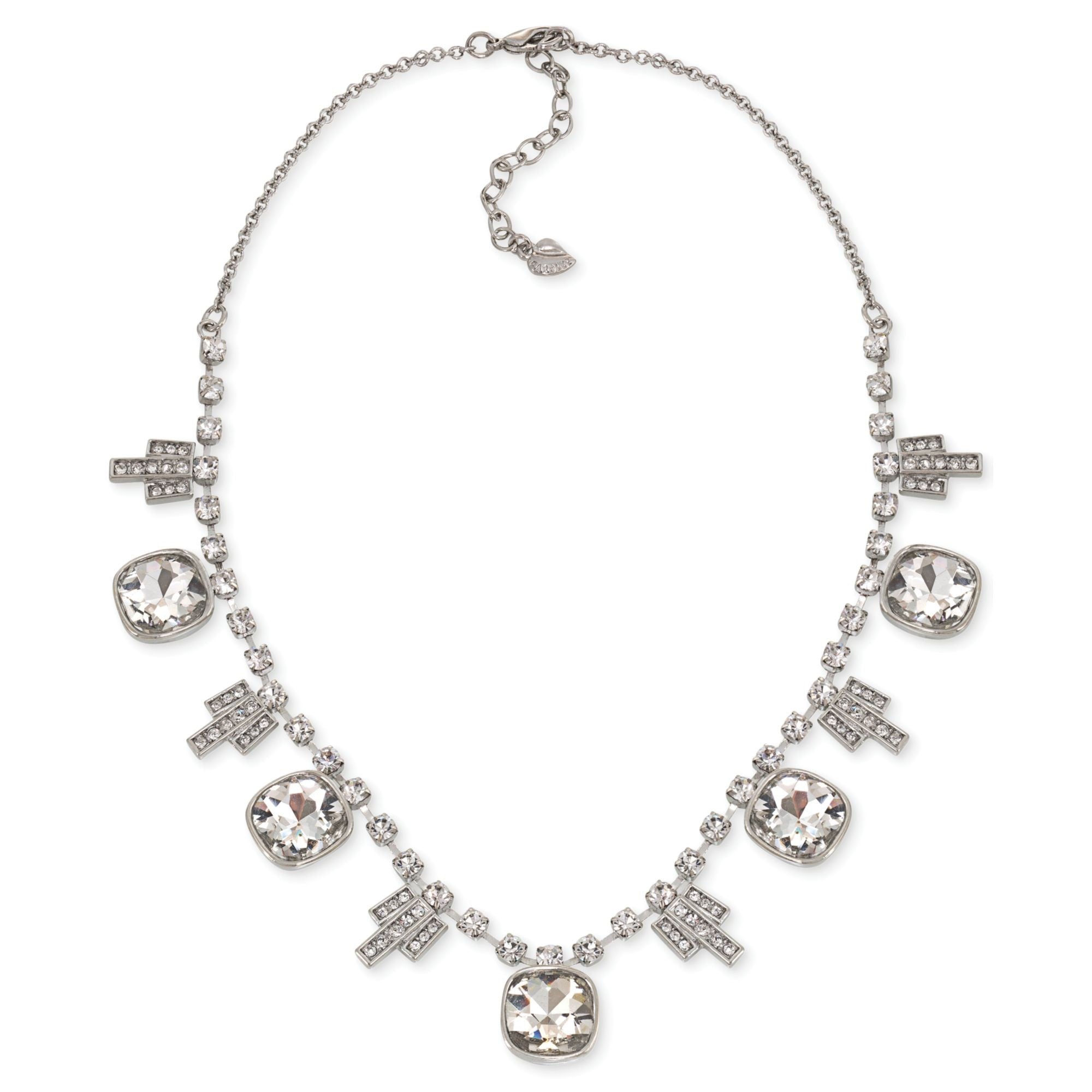 Create a sparkling statement with this deco style frontal necklace for any special occasion