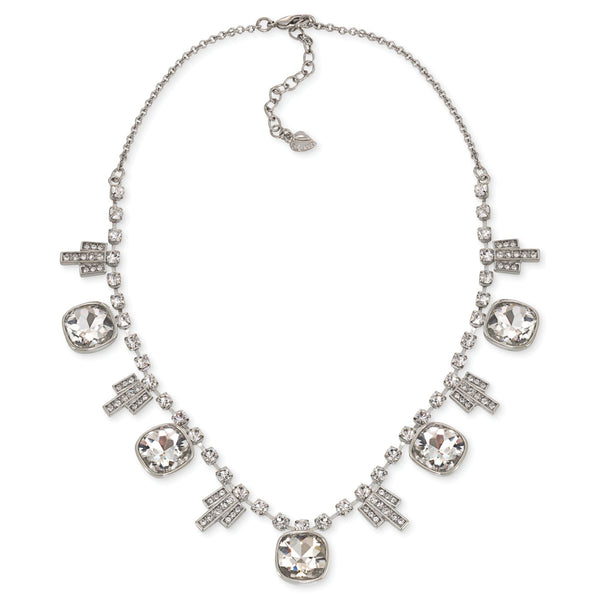 Create a sparkling statement with this deco style frontal necklace for any special occasion