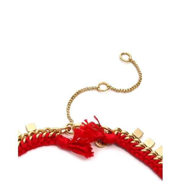 Madewell Red Braided Geo Chain Necklace Rusted Clay Closeup 1