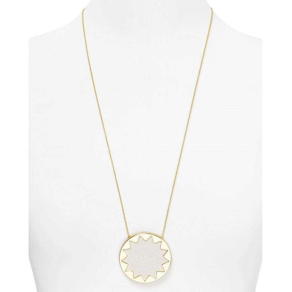 House of Harlow 1960 Embossed Sunburst Pendant Necklace Neck View