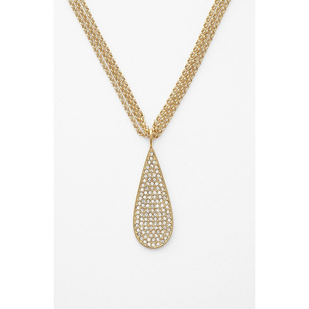 Lauren by Ralph lauren Gold Pavé Teardrop Pendant NecklaceCloseup