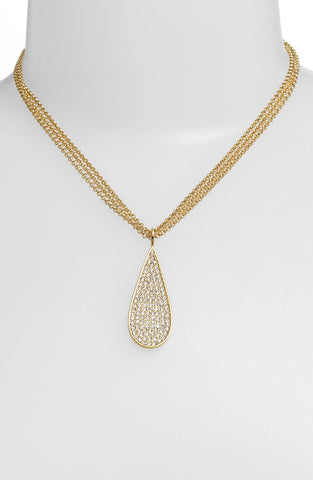 Lauren by Ralph lauren Gold Pavé Teardrop Pendant NecklaceCloseup