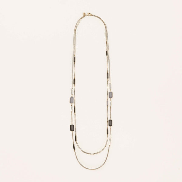 LOFT Long Enamel and Pave Multi Strand Necklace