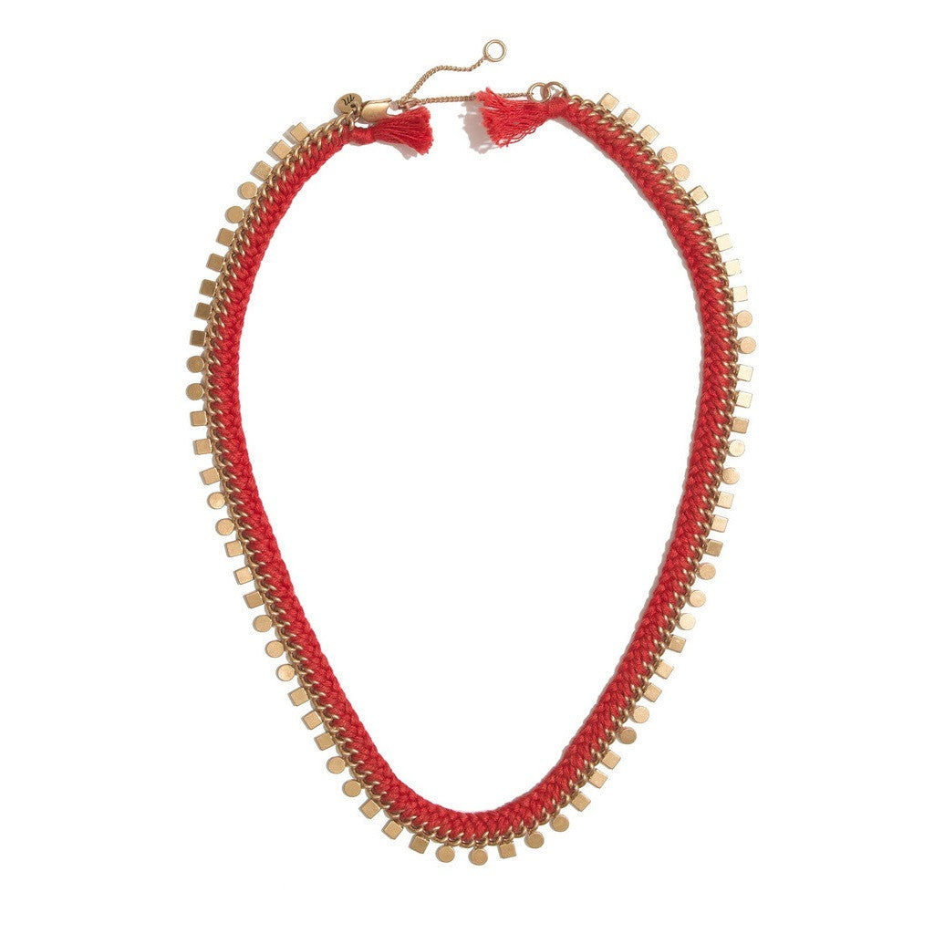 Madewell Red Braided Geo Chain Necklace Rusted Clay