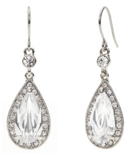 Monet Crystal Pave Drop Earrings Closeup