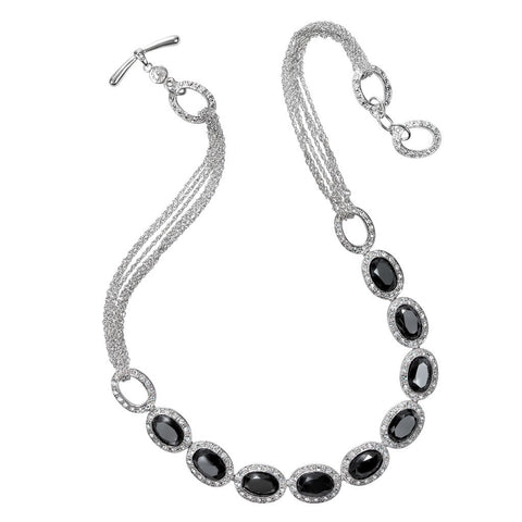 Monet Jet and Pave Cubic Zirconia Necklace
