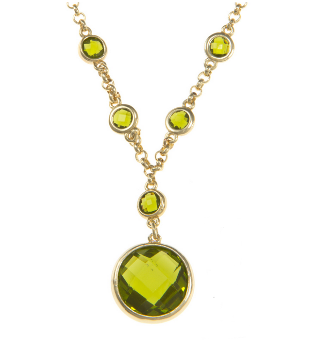 Carolee Picture Perfect Peridot Necklace in Gold Plate Closeup